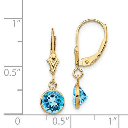 14K Blue Topaz Leverback Earrings
