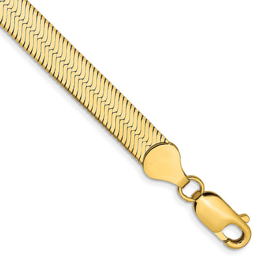 14K Yellow Gold 8 inch 6.5mm Silky Herringbone with Lobster Clasp Bracelet