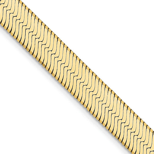 14K Yellow Gold 18 inch 6.5mm Silky Herringbone with Lobster Clasp Chain Necklace