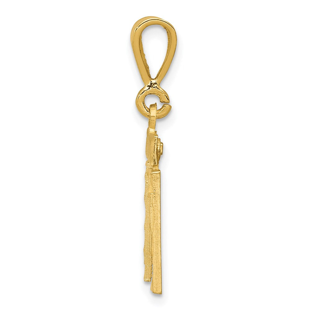 14k Yellow Gold Small Brushed Diamond-cut Number 11 Charm