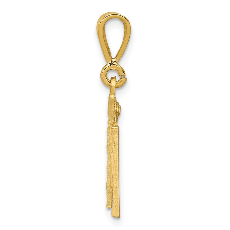 14k Yellow Gold Small Brushed Diamond-cut Number 11 Charm
