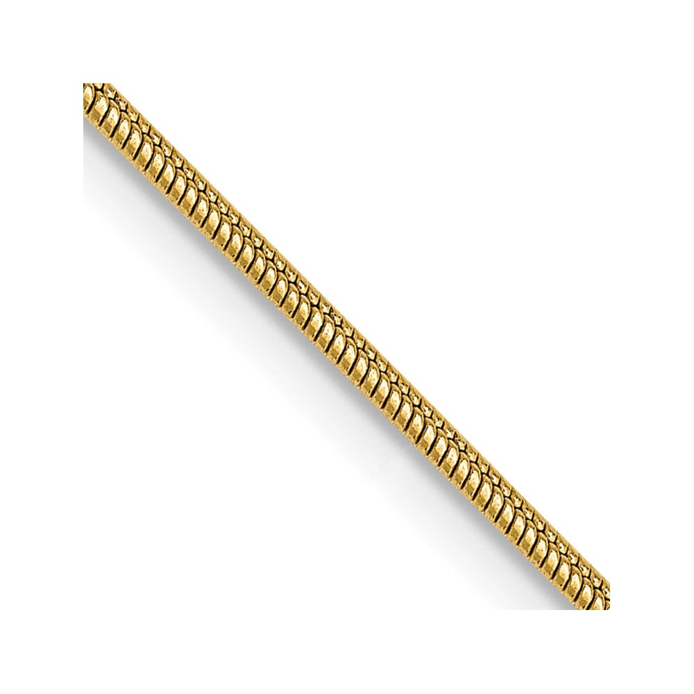 14K Yellow Gold 18 inch 1.1mm Round Snake with Lobster Clasp Chain Necklace