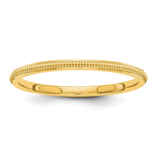 Solid 18K Yellow Gold 1.5mm Milgrain Men's/Women's Wedding Band Ring Size 6