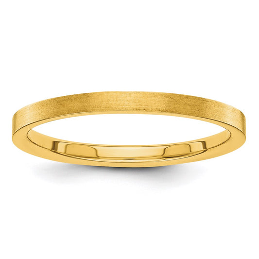 Solid 18K Yellow Gold 2mm Flat Satin Men's/Women's Wedding Band Ring Size 6.5