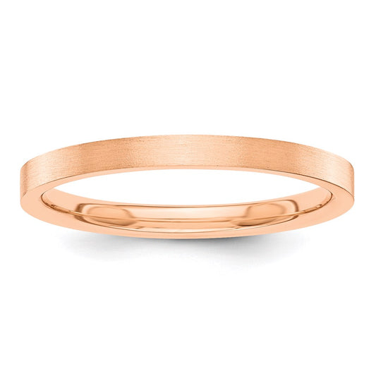 Solid 18K Rose Gold 2mm Flat Satin Men's/Women's Wedding Band Ring Size 8