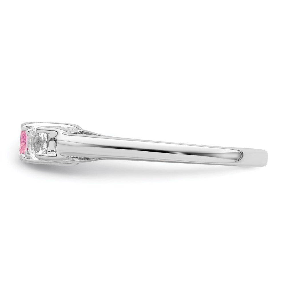 Survivor Collection Sterling Silver Rhodium-plated Clear and Pink Swarovski Topaz Pamela Ring