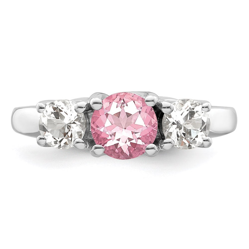 Survivor Collection Sterling Silver Rhodium-plated Clear Pink Swarovski Topaz Pamela Ring