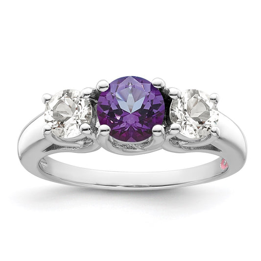 Survivor Collection Sterling Silver Rhodium-plated Clear and Purple Swarovski Topaz Pamela Ring