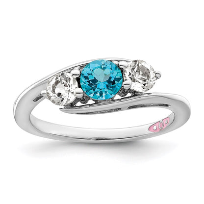 10k White Goldw Survivor Collection Clear & Blue Swarovski Topaz Sue Ring