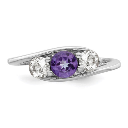 Survivor Collection 10k White Gold White Gold Rhodium-plated White and Purple Swarovski Topaz Sue Ring