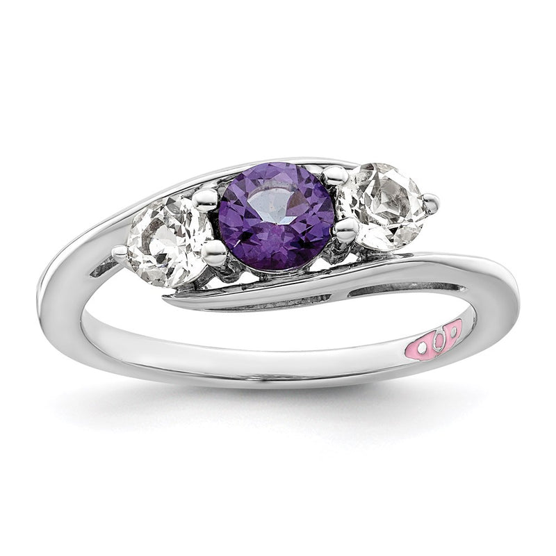 Survivor Collection 10k White Gold White Gold Rhodium-plated White and Purple Swarovski Topaz Sue Ring