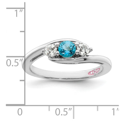 10k White Goldw Survivor Collection Clear & Blue Swarovski Topaz Sue Ring