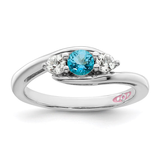 10k White Goldw Survivor Collection Clear & Blue Swarovski Topaz Sue Ring