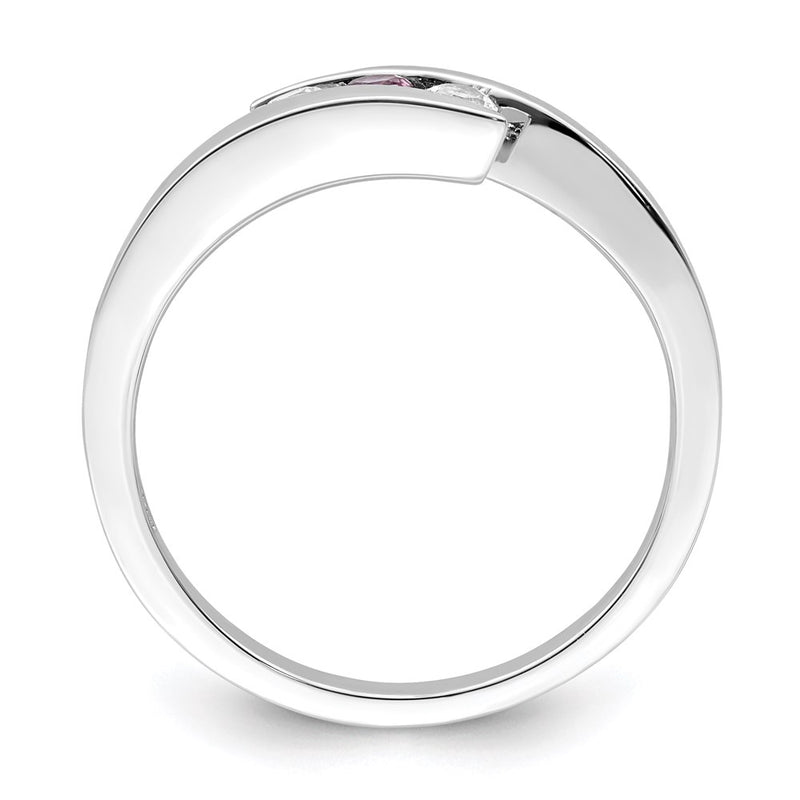 Survivor Collection 10k White Gold White Gold Rhodium-plated White and Pink Swarovski Topaz Circle of Strength Ring
