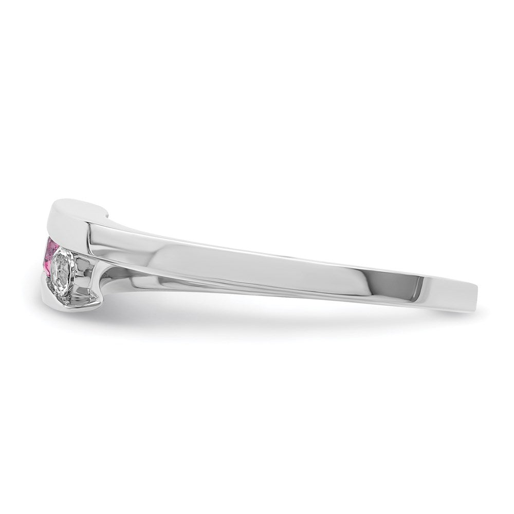 Survivor Collection 10k White Gold White Gold Rhodium-plated White and Pink Swarovski Topaz Circle of Strength Ring