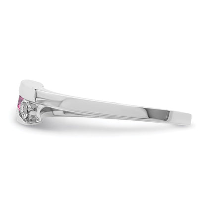 Survivor Collection 10k White Gold White Gold Rhodium-plated White and Pink Swarovski Topaz Circle of Strength Ring