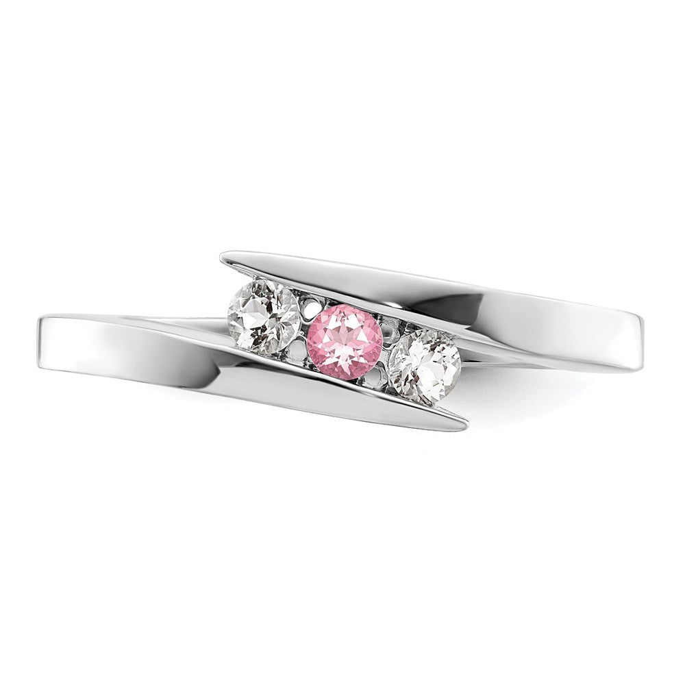 Survivor Collection 10k White Gold White Gold Rhodium-plated White and Pink Swarovski Topaz Circle of Strength Ring