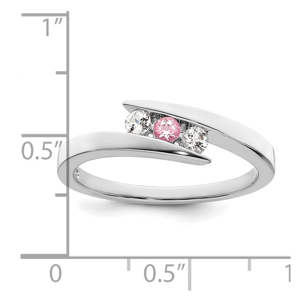 Survivor Collection Sterling Silver Rhodium-plated White and Pink Swarovski Topaz Circle of Strength Ring