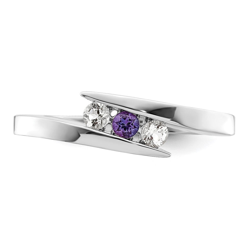 10k White Goldw Survivor Clear & Purple Swarovski Topaz Circle of Strength Ring