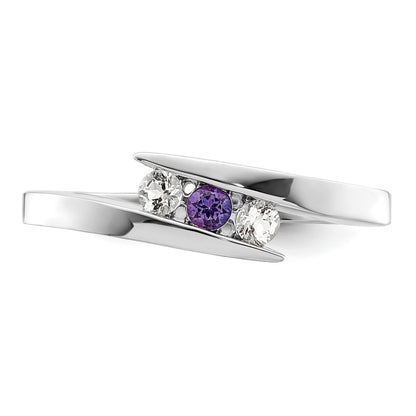 10k White Goldw Survivor Clear & Purple Swarovski Topaz Circle of Strength Ring