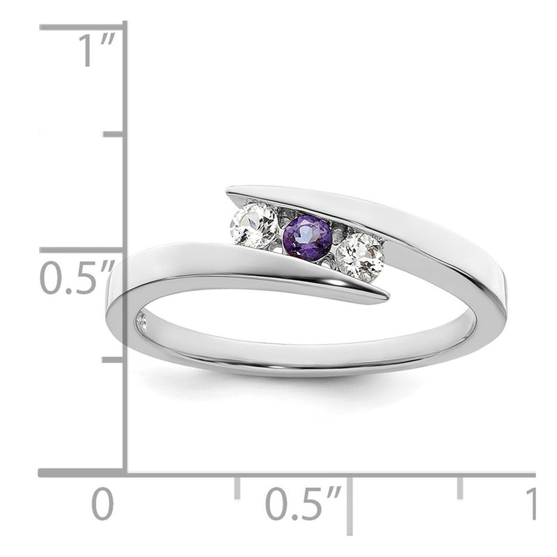 Survivor Collection Sterling Silver Rhodium-plated White and Purple Swarovski Topaz Circle of Strength Ring