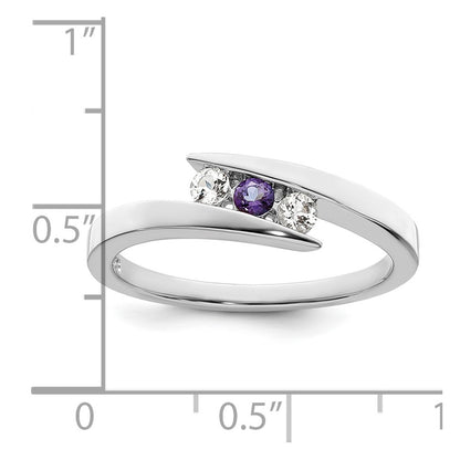10k White Goldw Survivor Clear & Purple Swarovski Topaz Circle of Strength Ring