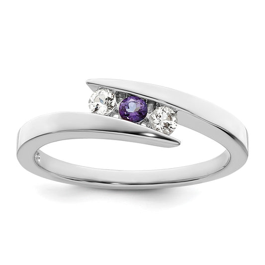10k White Goldw Survivor Clear & Purple Swarovski Topaz Circle of Strength Ring