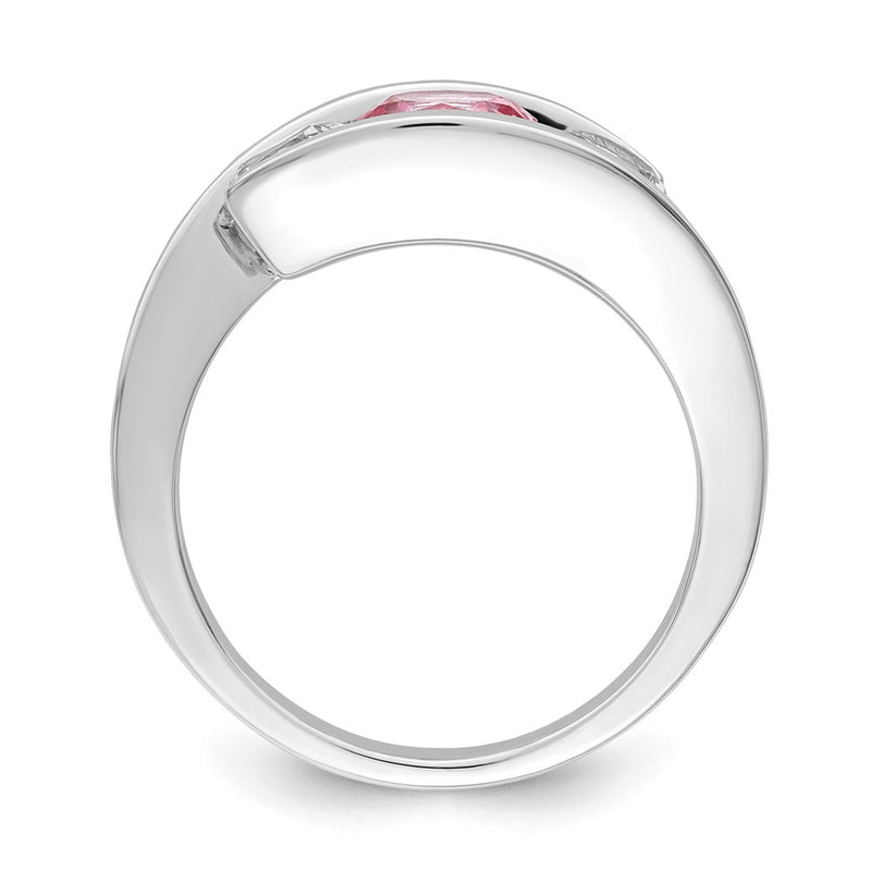 Survivor Collection 10k White Gold White Gold Rhodium-plated White and Pink Swarovski Topaz Journey Ring