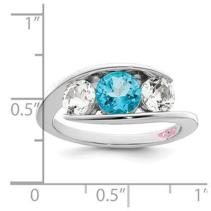 10k White Goldw Survivor Collection Clear & Blue Swarovski Topaz Journey Ring