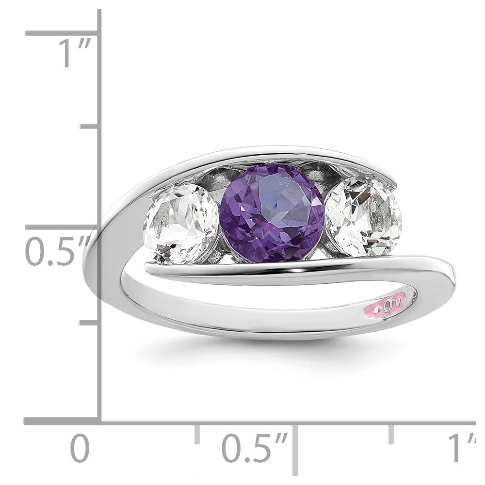 10k White Goldw Survivor Collection Clear/Purple Swarovski Topaz Journey Ring