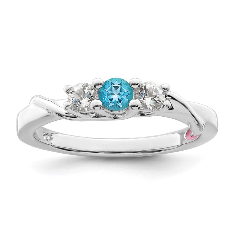 Survivor Collection Sterling Silver Rhodium-plated White and Blue Swarovski Topaz Joanna Ring