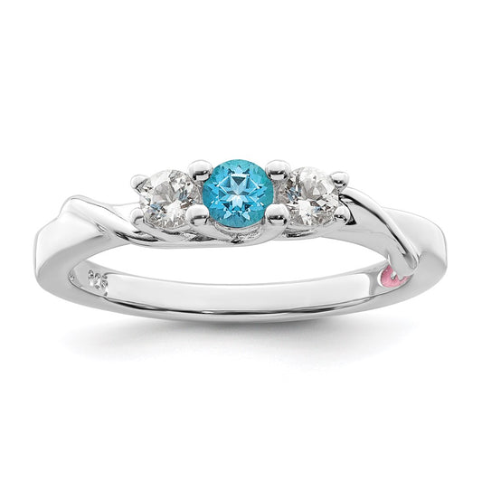 10k White Goldw Survivor Collection Clear & Blue Swarovski Topaz Joanna Ring