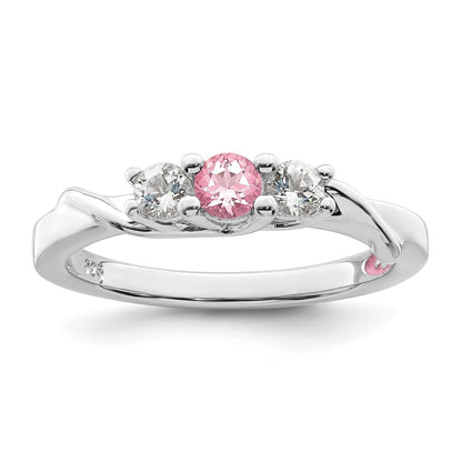 Survivor Collection 10k White Gold White Gold Rhodium-plated White and Pink Swarovski Topaz Joanna Ring