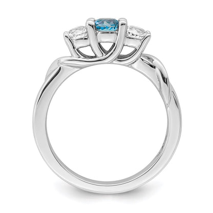 10k White Goldw Survivor Collection Clear & Blue Swarovski Topaz Joanna Ring