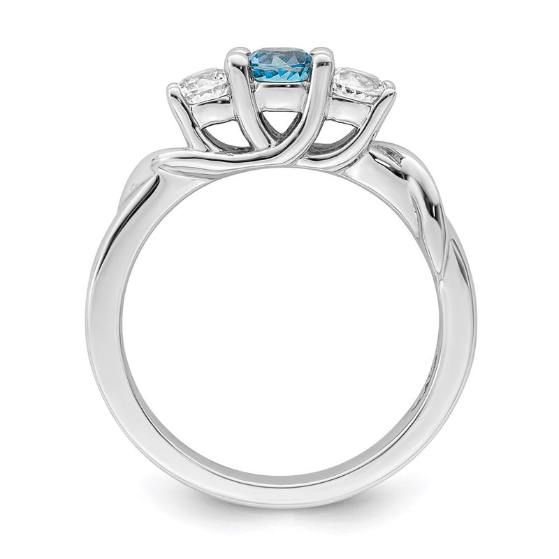 10k White Goldw Survivor Collection Clear & Blue Swarovski Topaz Joanna Ring