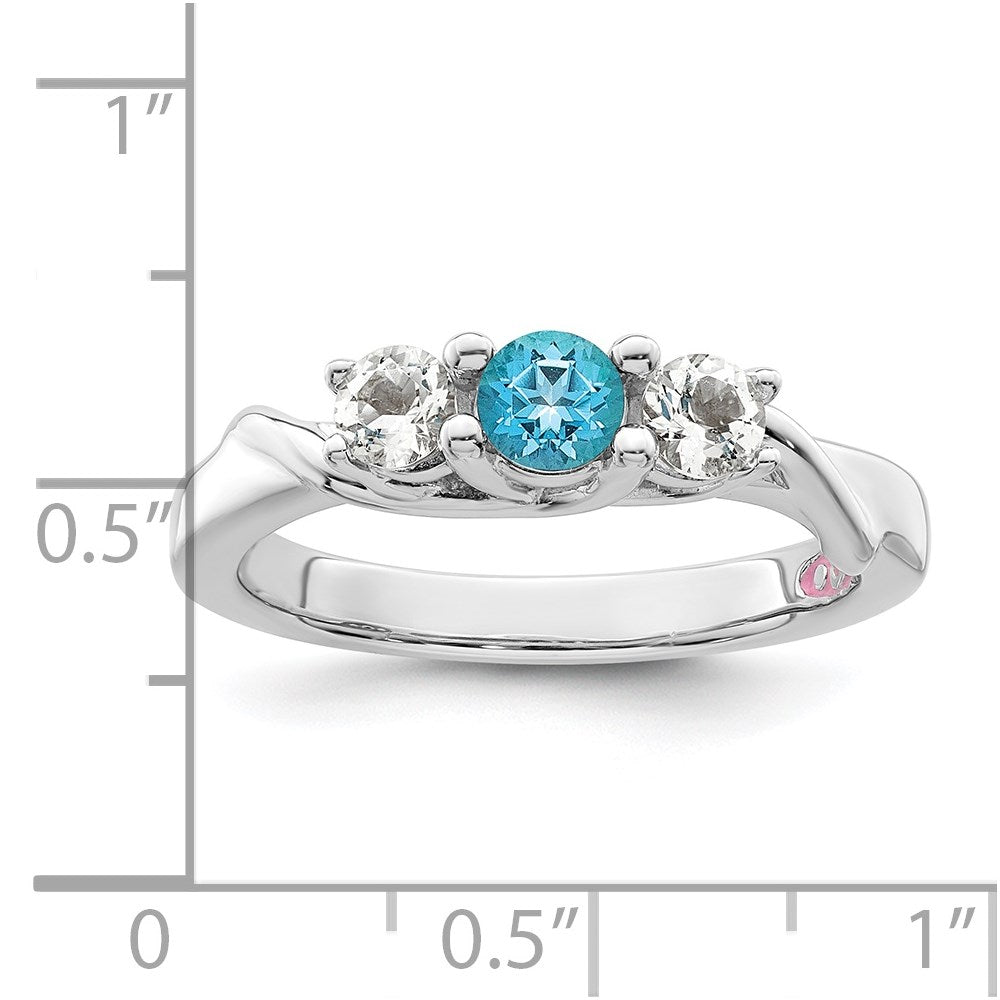 10k White Goldw Survivor Collection Clear & Blue Swarovski Topaz Joanna Ring