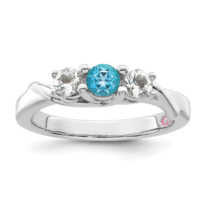 10k White Goldw Survivor Collection Clear & Blue Swarovski Topaz Joanna Ring
