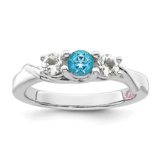 10k White Goldw Survivor Collection Clear & Blue Swarovski Topaz Joanna Ring