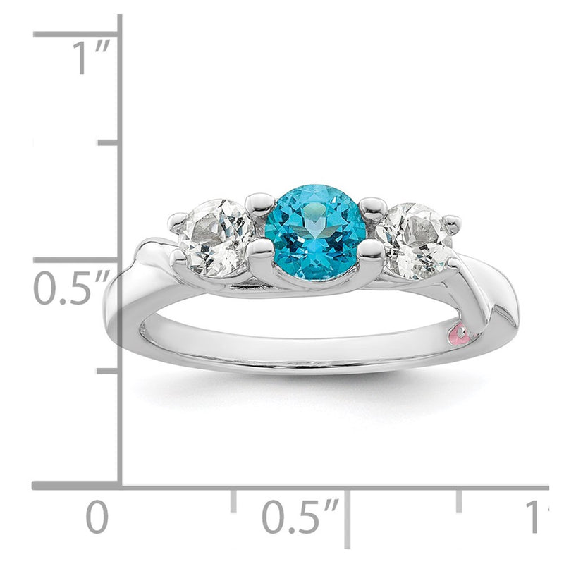 Survivor Collection Sterling Silver Rhodium-plated White and Blue Swarovski Topaz Joanna Ring