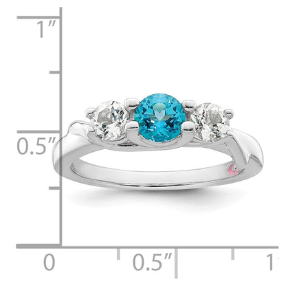 10k White Goldw Survivor Collection Clear & Blue Swarovski Topaz Joanna Ring
