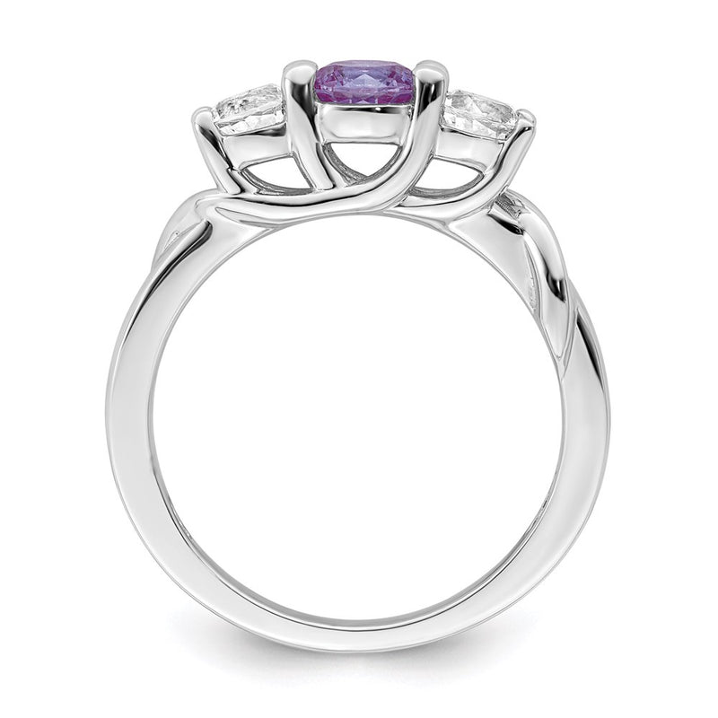 Survivor Collection Sterling Silver Rhodium-plated White and Purple Swarovski Topaz Joanna Ring