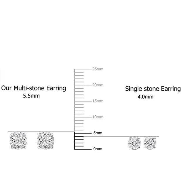 1/2Ct Natural Diamond Stud Earrings Set in Sterling Silver