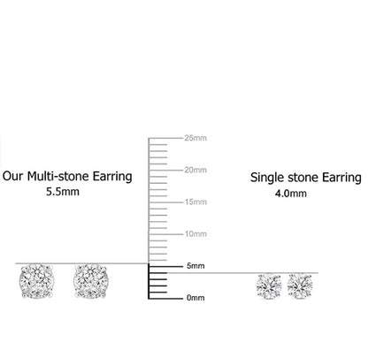 1/2Ct Natural Diamond Stud Earrings Set in Sterling Silver