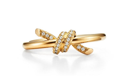 Designer Inspired Natural Diamond Knot Ring in 14K Yellow Rose or White Gold