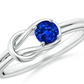 Natural 6mm Blue Sapphire Love Knot Ring 14k White Gold