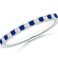 Princess Cut Natural Blue Sapphire & Diamonds Half Eternity Wedding Band in 14K White Gold