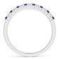 Princess Cut Natural Blue Sapphire & Diamonds Half Eternity Wedding Band in 14K White Gold