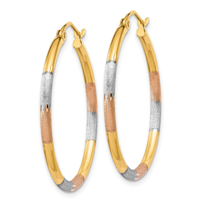 14k Tri-Color Gold 2mm Diamond-cut Earrings