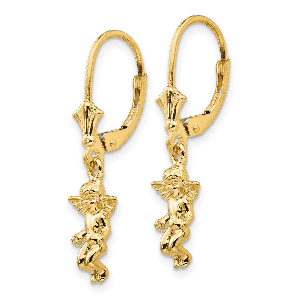 14k Yellow Gold Angel Leverback Earrings