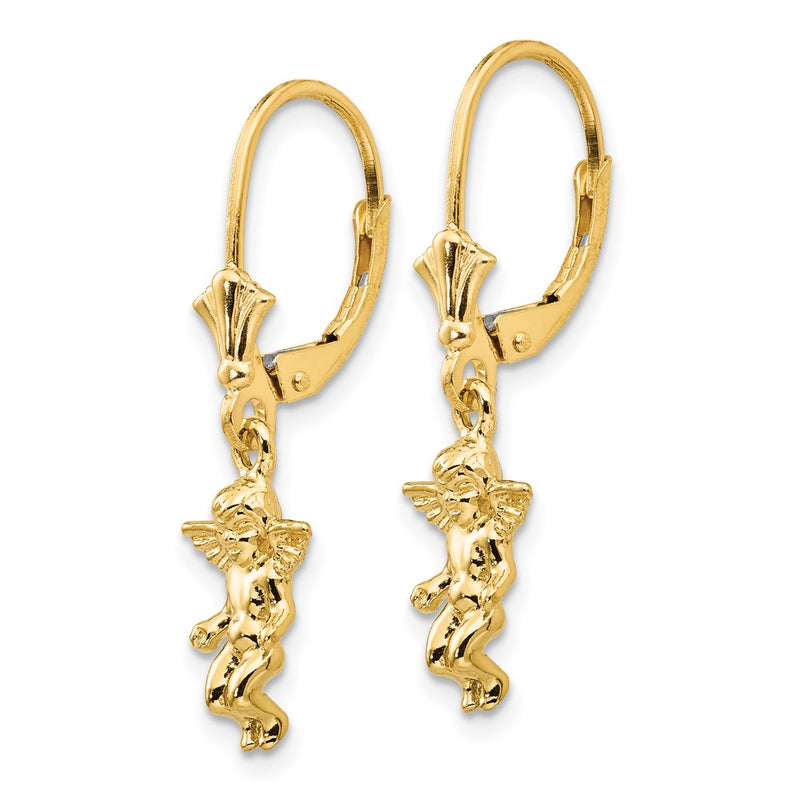 14k Yellow Gold Angel Leverback Earrings